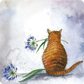Alex Clark Single Coaster - Cat & Agapanthus