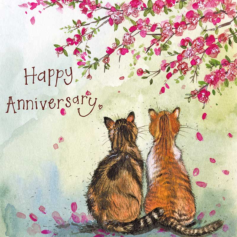 Alex Clark Square Cat Card - Happy Anniversary