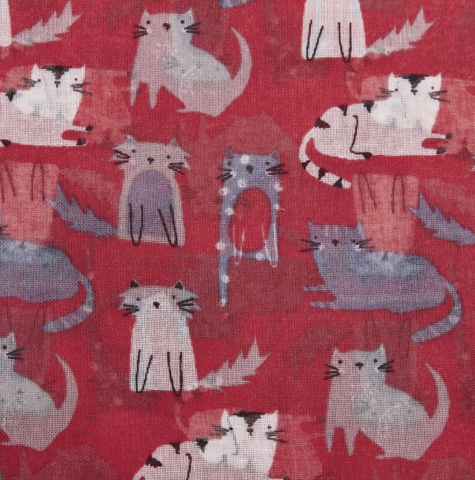 Scarves Miss Sparrow Soft Kitty Cat Scarf – Red | Lightweight Ladies Cat Lover Scarf