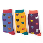 Socks Mr Heron Men's Bamboo Cat Socks 'Kitty Faces' – 3 Colours