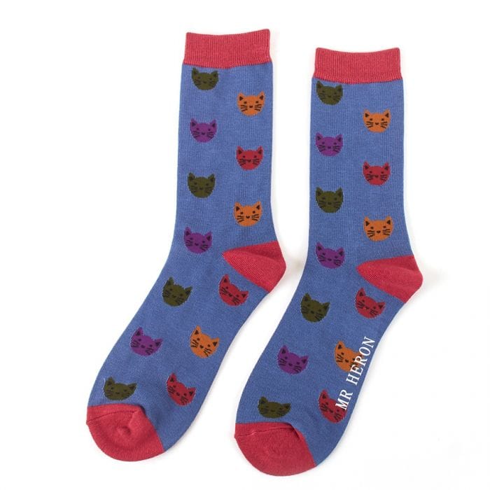 Socks Mr Heron Men's Bamboo Cat Socks 'Kitty Faces' – 3 Colours