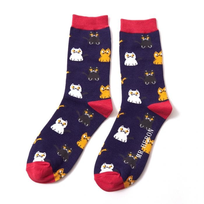 Socks Mr Heron Men's Bamboo Cat Socks 'Little Kitties' – 3 Colours