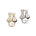 Equilibrium Silver or Gold Plated Loving Cats Brooch