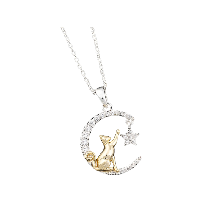 Equilibrium Wish Upon A Star Two Tone Cat Necklace