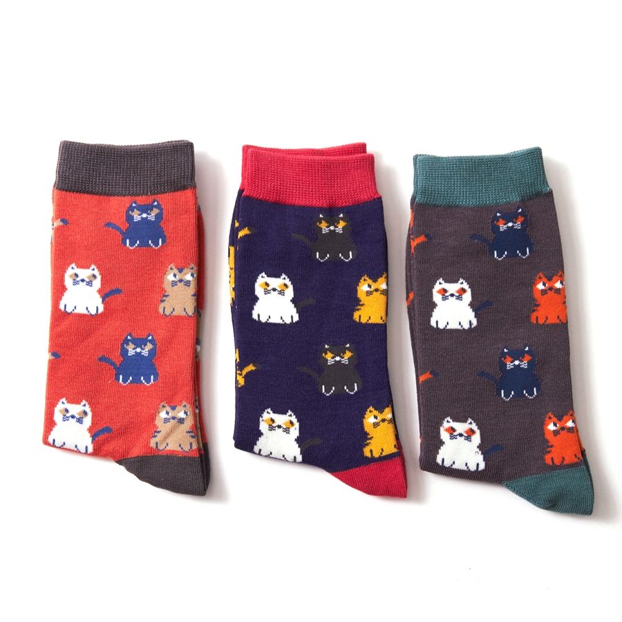 Mr Heron Men's Bamboo Cat Socks 'Little Kitties' One Size
