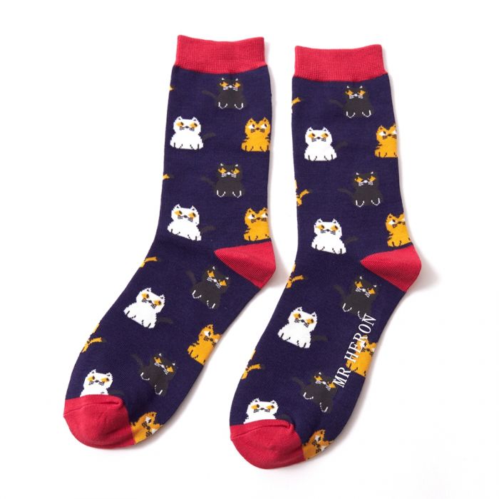 Mr Heron Men's Bamboo Cat Socks 'Little Kitties' One Size